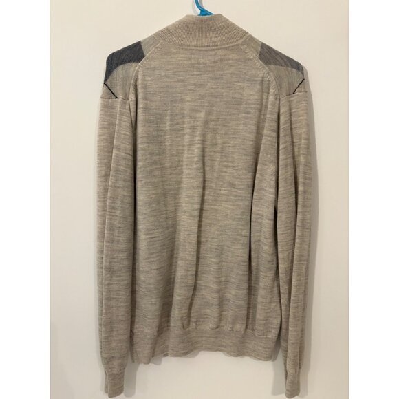 Express Mens Argyle Full Zip‎ Cardigan Sweater Size Large Gray and Beige - Picture 4 of 9